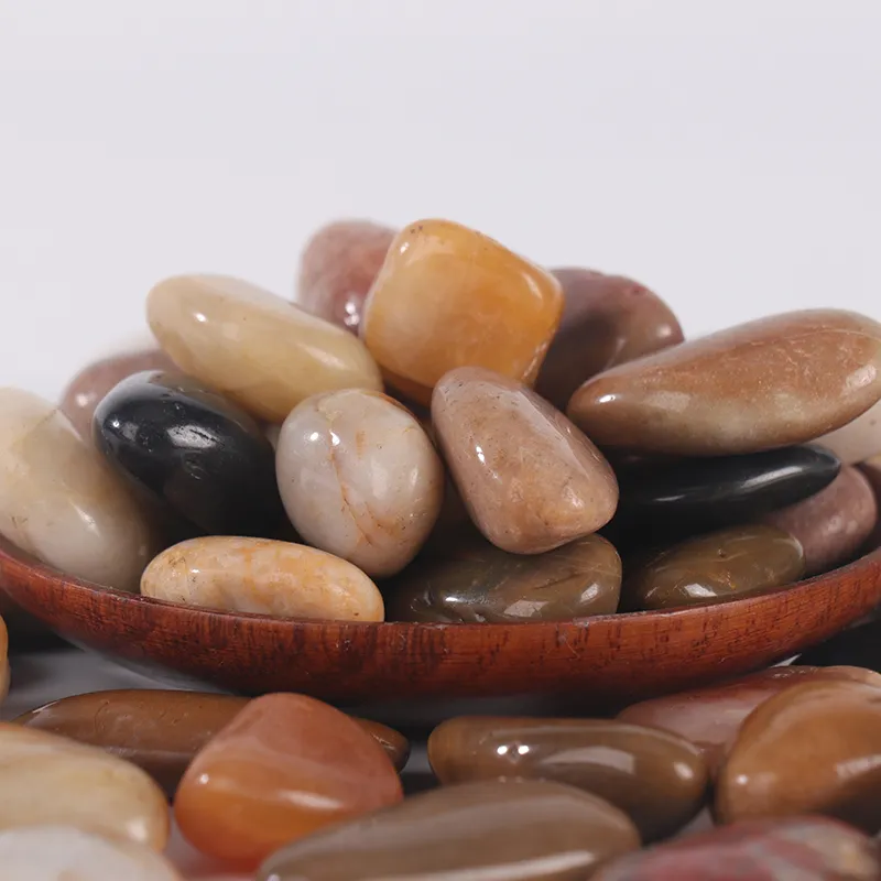 white polished river pebbles